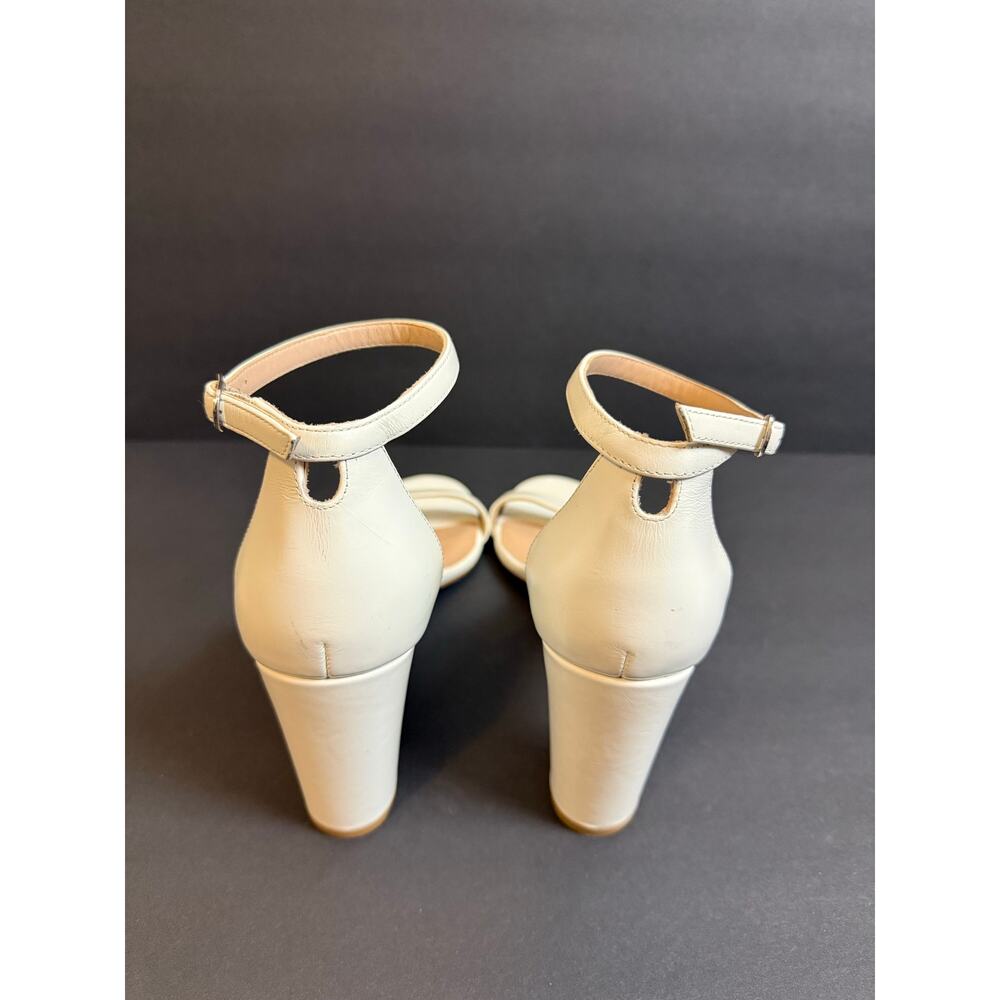 NWOT Stuart Weitzman NearlyNude Ankle Strap White Block Heel Bridal Sandal W 11 - Picture 4 of 6
